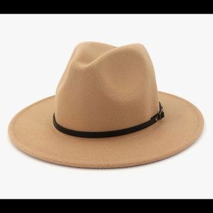 Lisianthus Women Wide Brim Wool Fedora Panama Hat with Belt Buckle